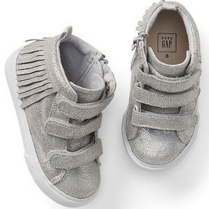 Baby Gap NWT Silver Glitter Fringe Hi-Top Sneakers 5